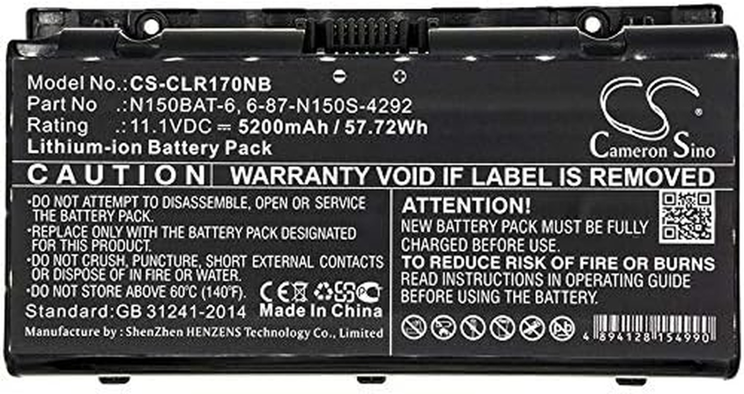 5200Mah Replacement Battery for Clevo N150RD, N150RD1, N150RF, N150RF1-G, N150SC
