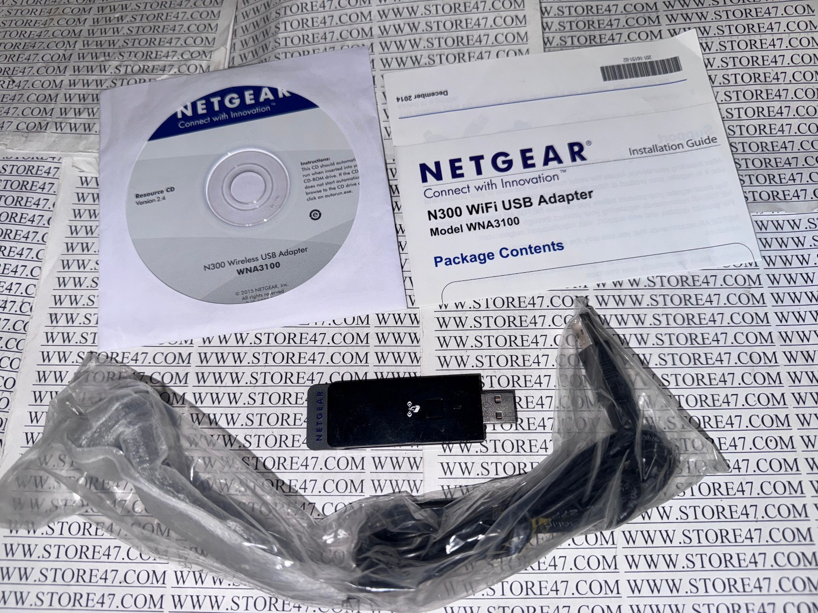 NetGear WNA3100 Wireless USB Wireless N-300 Adapter with extension cradle and SW