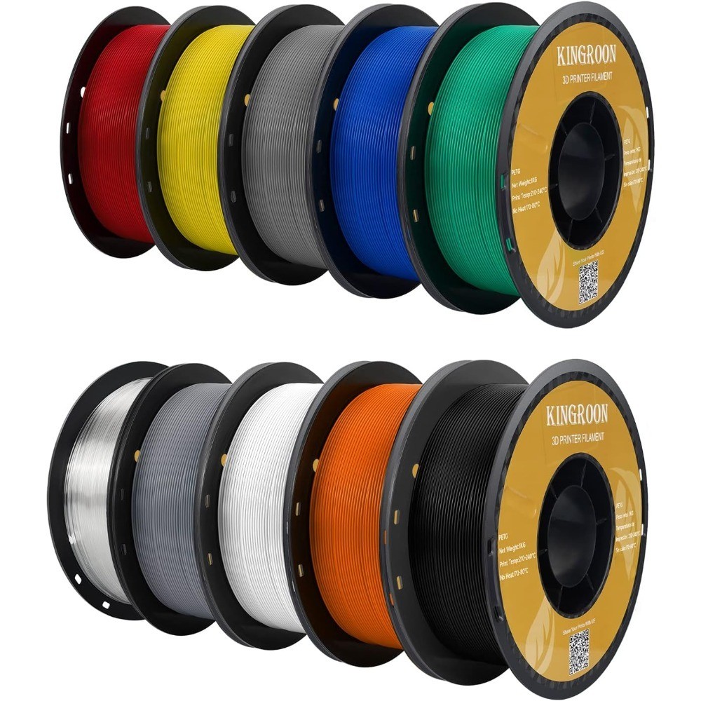 PETG 3D Printer Filament 1.75mm 10kg Total 10 Colors Variety Pack Black White
