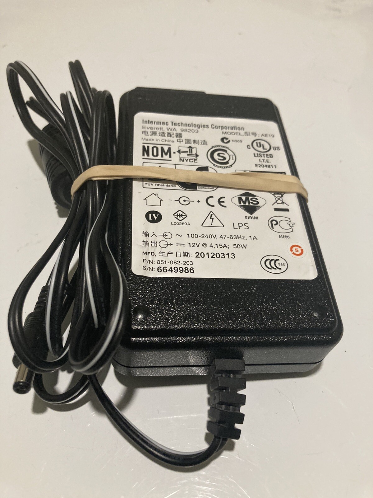 Genuine Intermec 851-082-203 AE19  50W AC Adapter- No Power Cord - Very Good