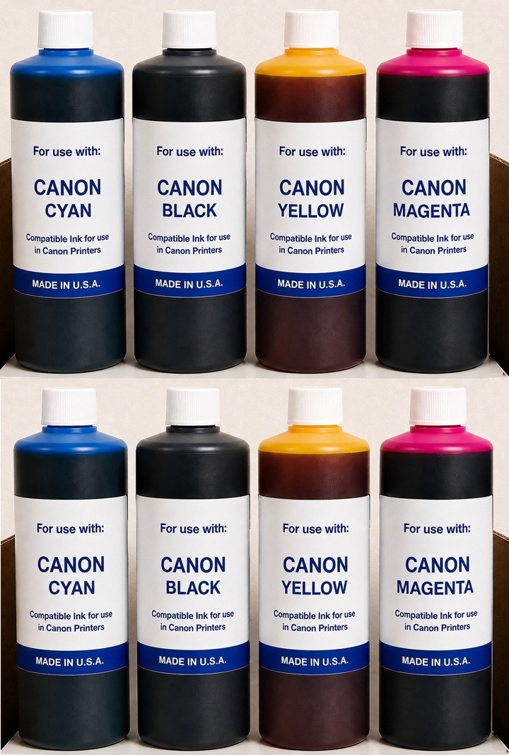 PREMIUM COMPATIBLE BULK INK REFILL FOR CANON PRINTERS CYMK  (8 LITERS)