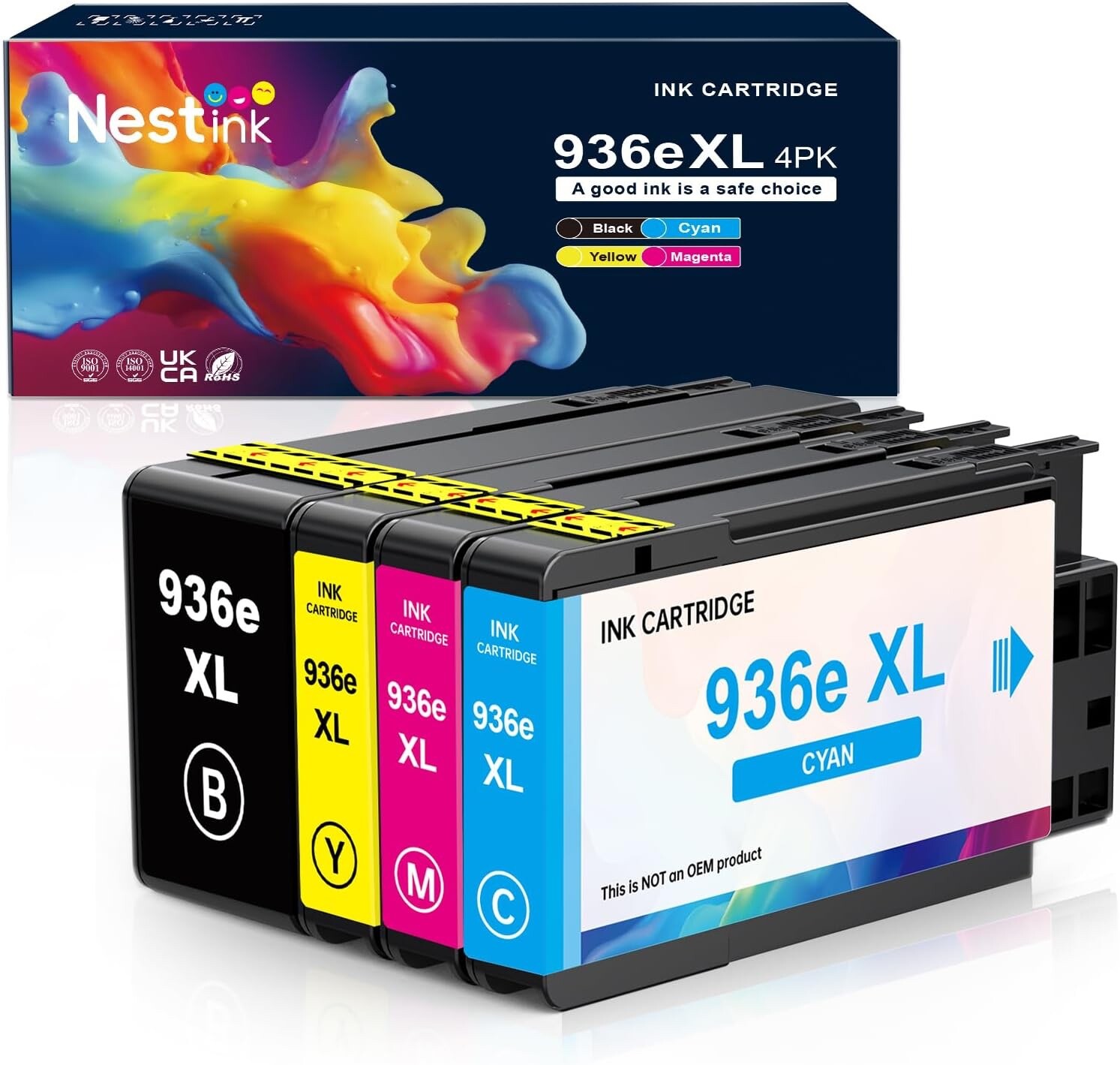 936e Ink Cartridge (with Chip) Combo 4-Pack Replacement for HP 936e 936 - NEW