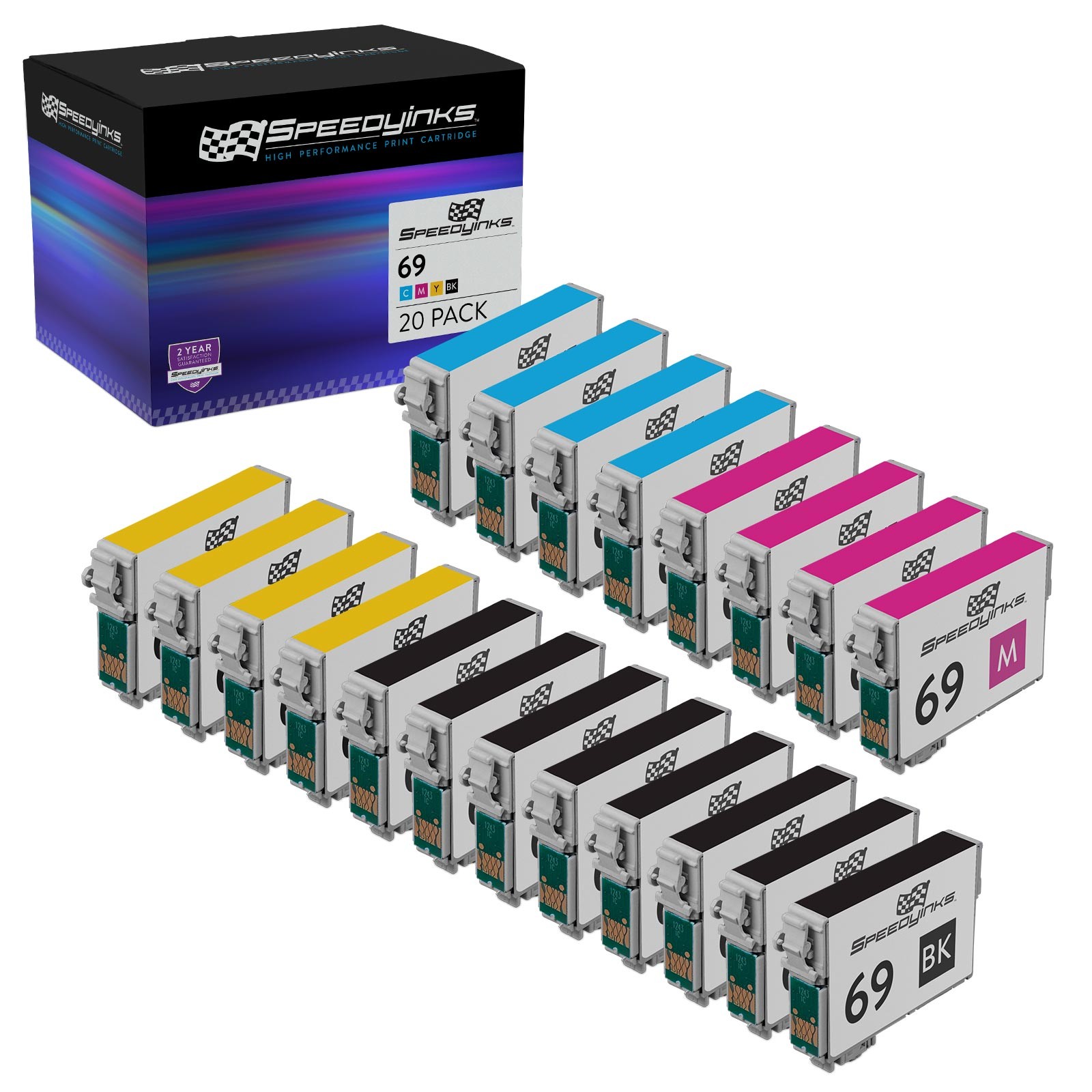 Reman For Epson T069 Ink Cartridges Set of 20: T069120 & T069220 T069320 T069420