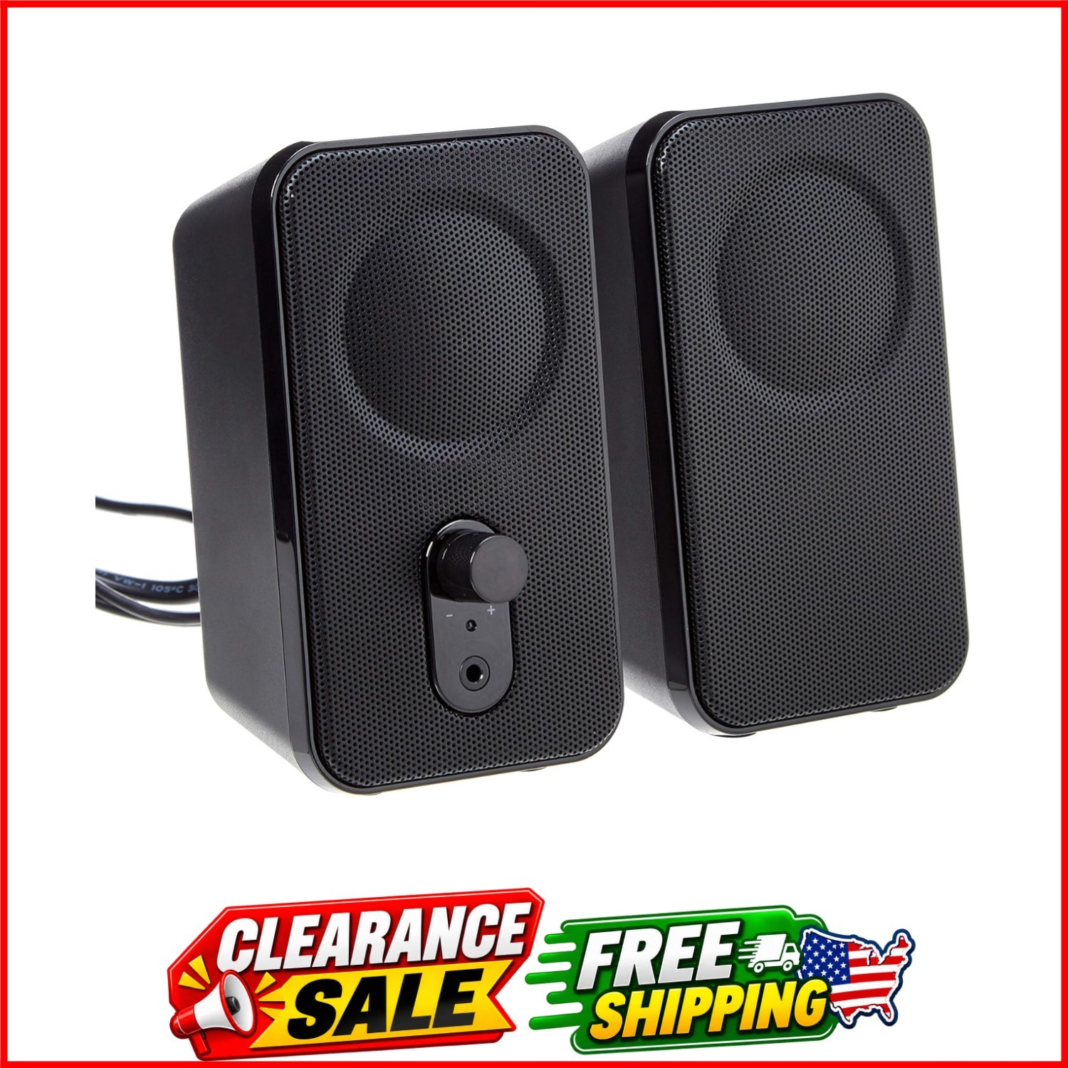 Basics Ac-Powered Computer Speakers for Desktop or Laptop PC with Volume