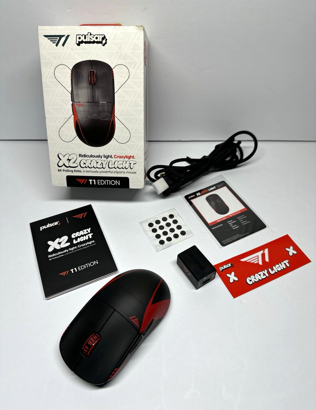 Pulsar X2 CrazyLight T1 Wireless Gaming Mouse Black/Red 32000 DPI 5 Btn