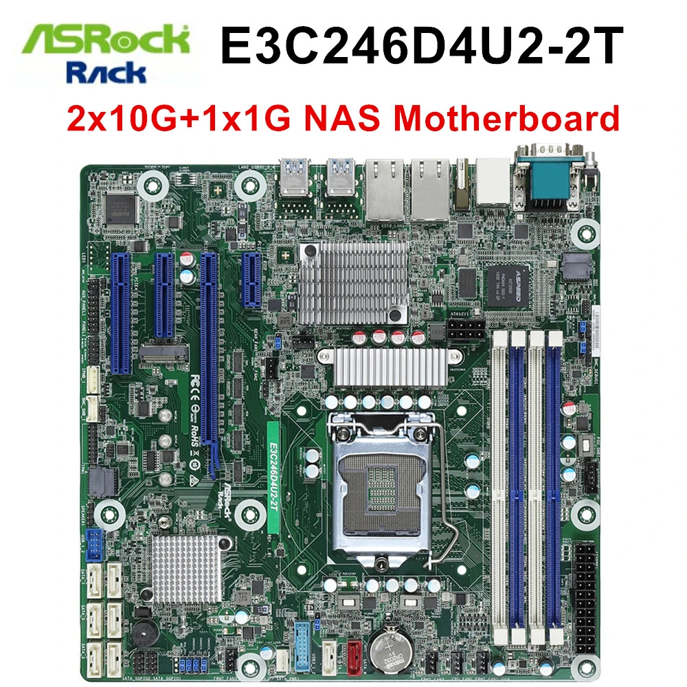ASRock Rack E3C246D4U2-2T M-ATX NAS Motherboard Intel C246 DDR4 Server Mainboard