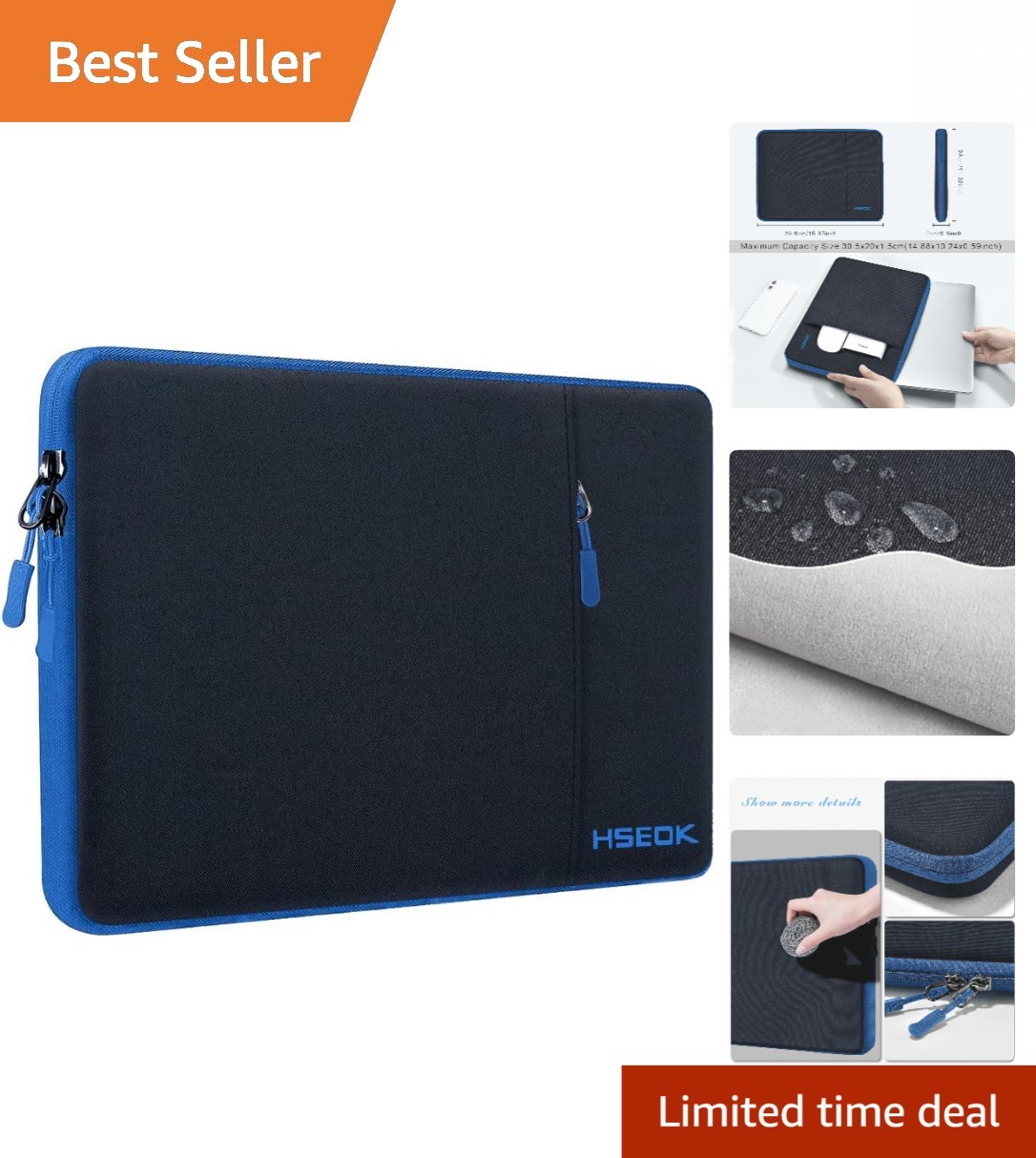 Elegant 15.6 Inch Laptop Sleeve - Shockproof & Water Repellent Protection