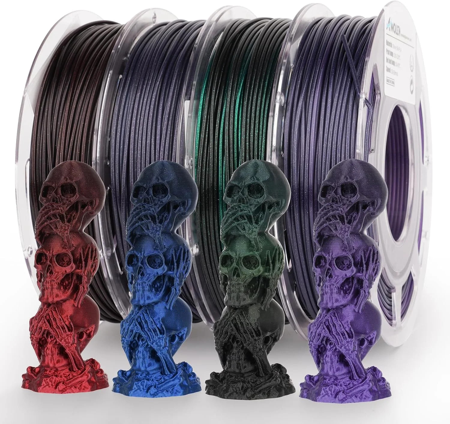 Silk Gradient Rainbow PLA 3D Printer Filament Bundle, 200gX 4 Spools
