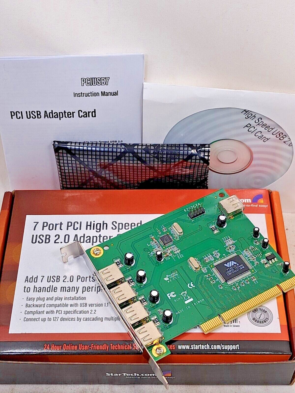 Brand New StarTech 7 Port PCI USB Adapter Card PCIUSB7
