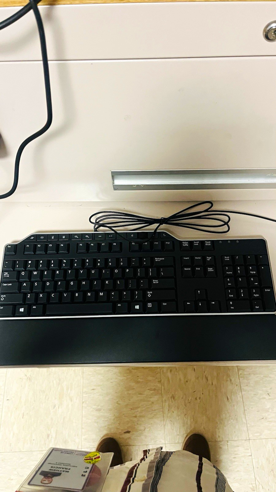 Wired Full-Size USB Keyboard, Black, Multimedia, Detachable Wrist Rest
