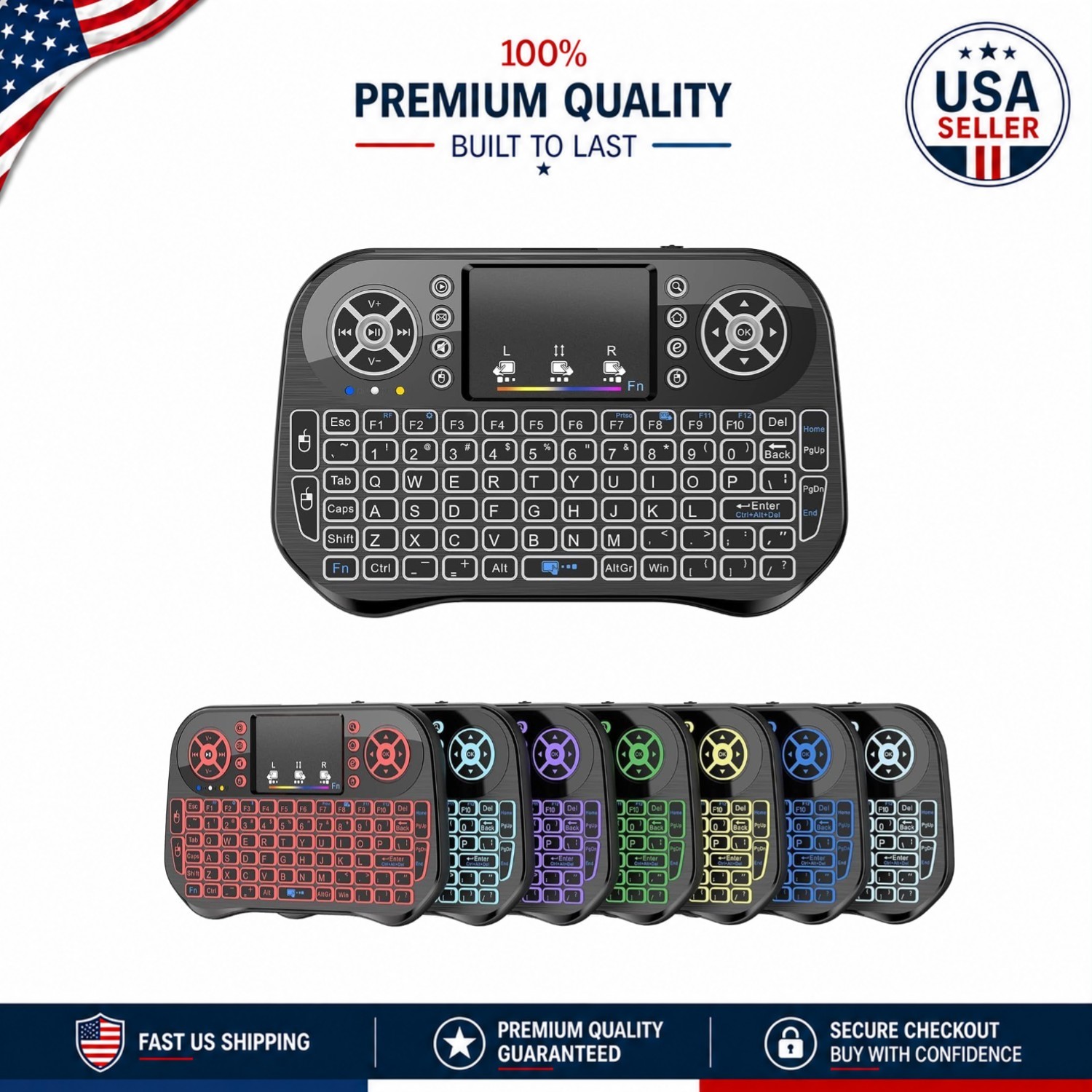 Compact RGB Backlit Mini Wireless Keyboard & Touchpad - Rechargeable Convenience