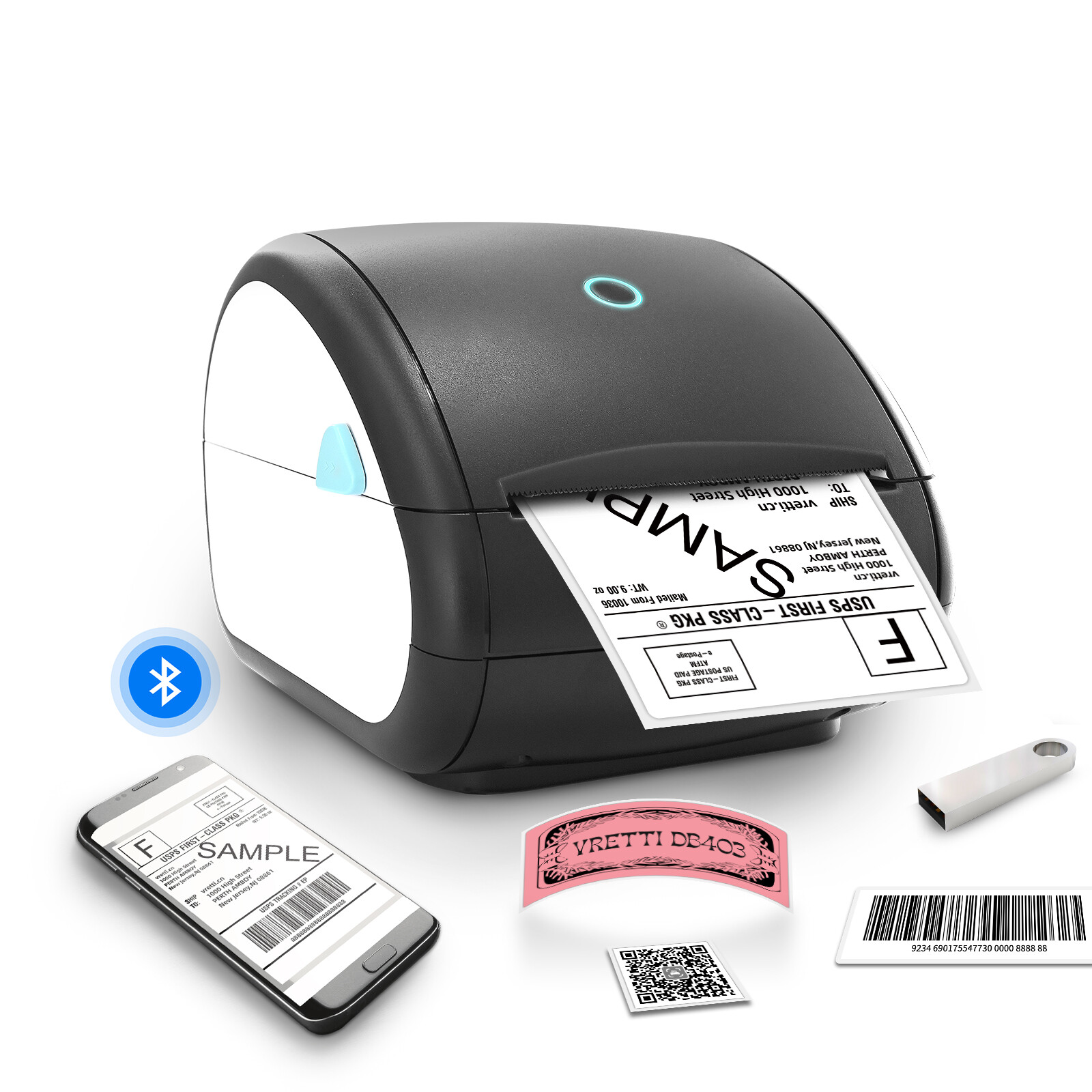 Wireless Bluetooth Thermal Shipping Label Printer 4x6 Label Printer For iPhone