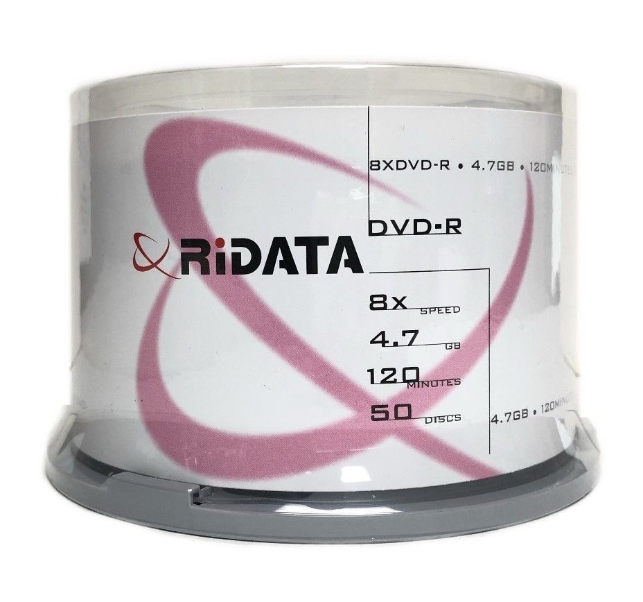 50 Ritek Ridata 8X DVD-R 4.7GB Thermal White Hub (Everest Compatible)