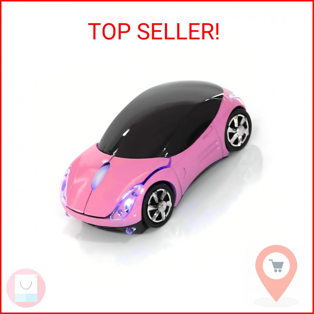 ASHATA 2.4G Car Mouse with USB Reciver 1600DPI Optical Mouse for PC Computer Lap
