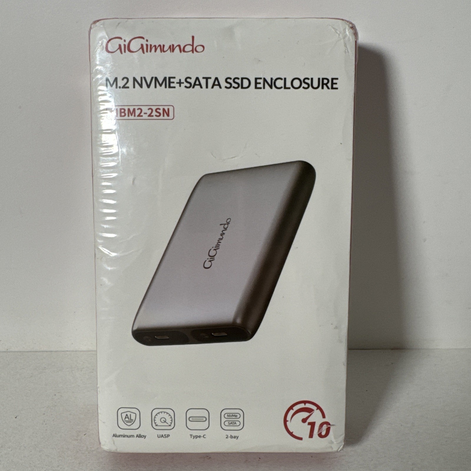 NEW GiGimundo Dual-Bay 10Gbps M.2 NVME+SATA SSD Enclosure HBM2-2SN B&M Key B Key