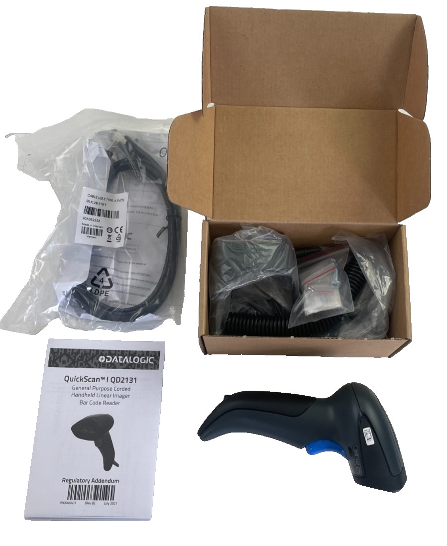 Datalogic Scanning QD2131-BKK1S QuickScan Handheld Barcode Scanner w/Cable&Stand