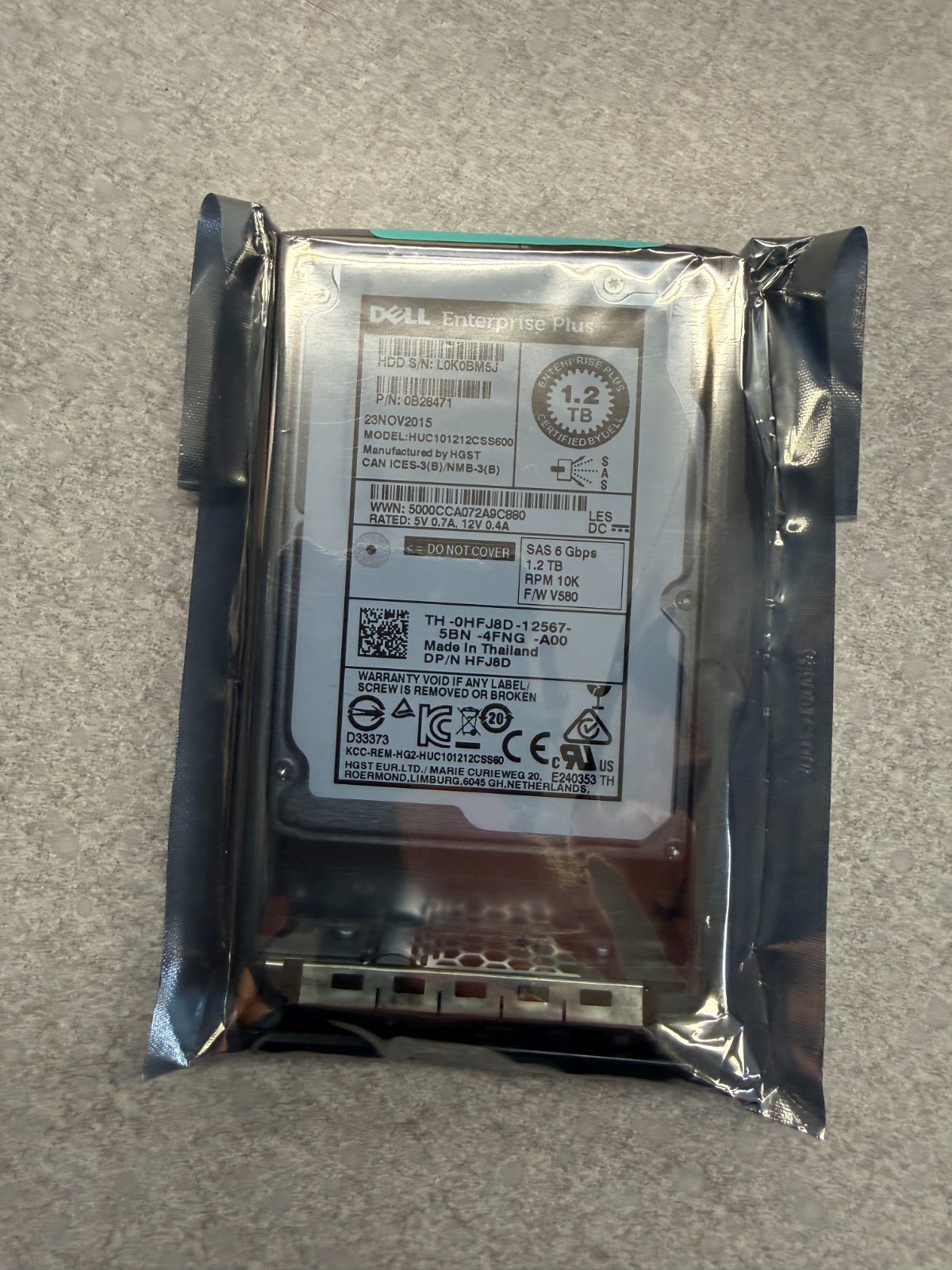 Dell Enterprise Plus 1.2TB 10K RPM 2.5" SAS Hard Drive – HFJ8D – Referb