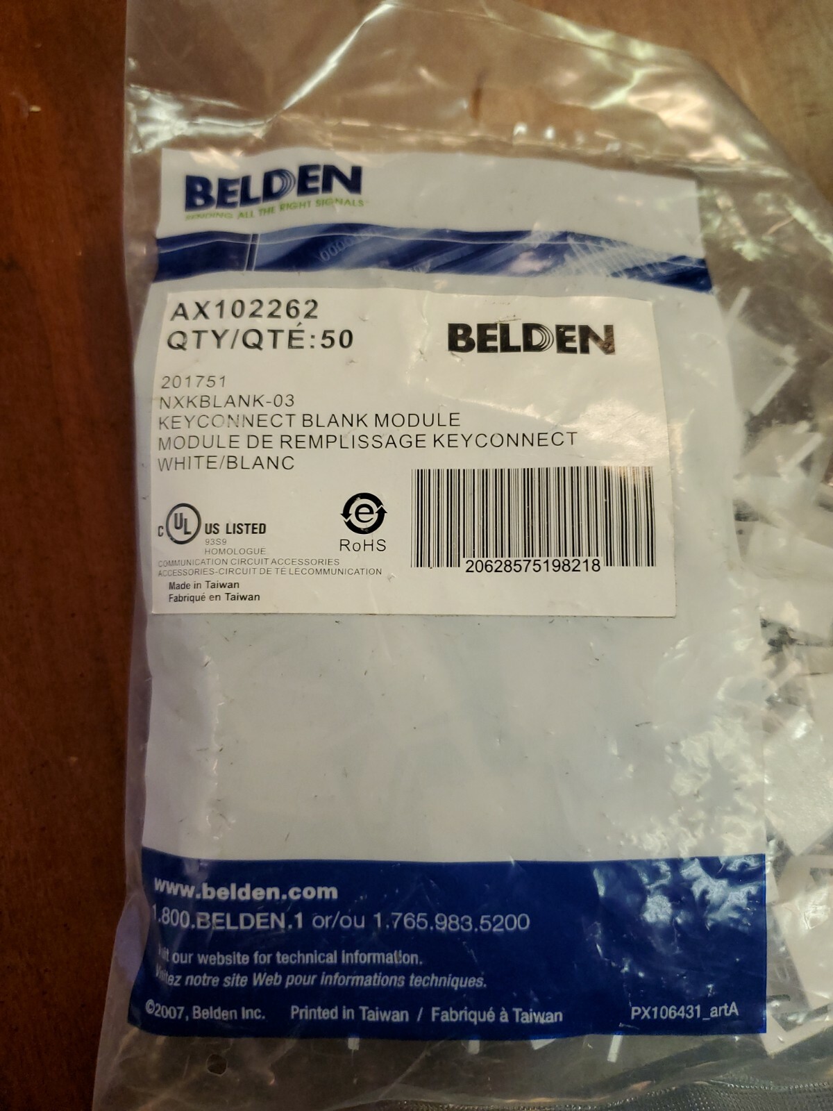 Belden AX102262  Nxkblank-03  Keyconnect Blank Module.lot of 50 pieces.