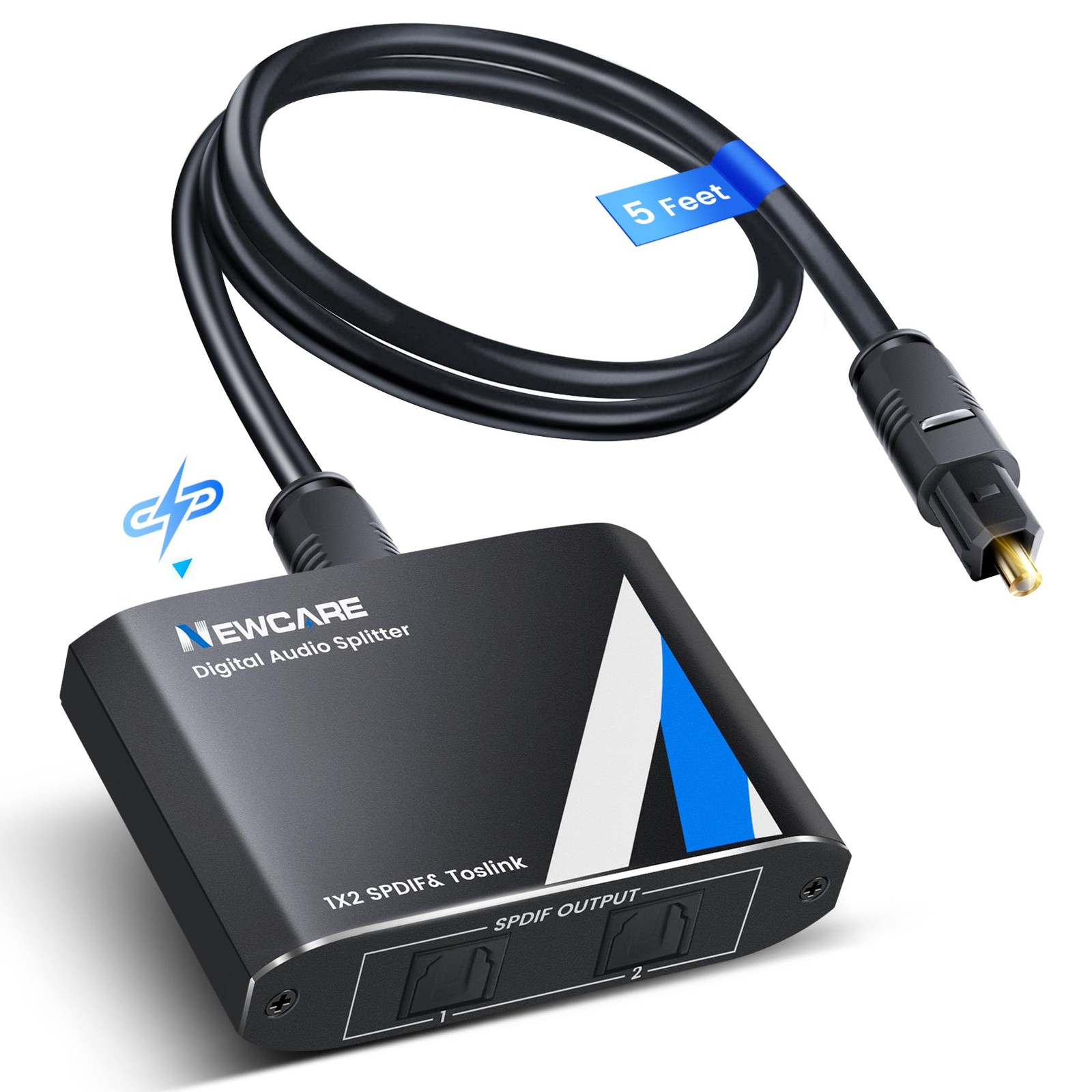 Digital Optical Splitter 1 in 2 Out,SPDIF Toslink Optical Audio Cable Splitte...