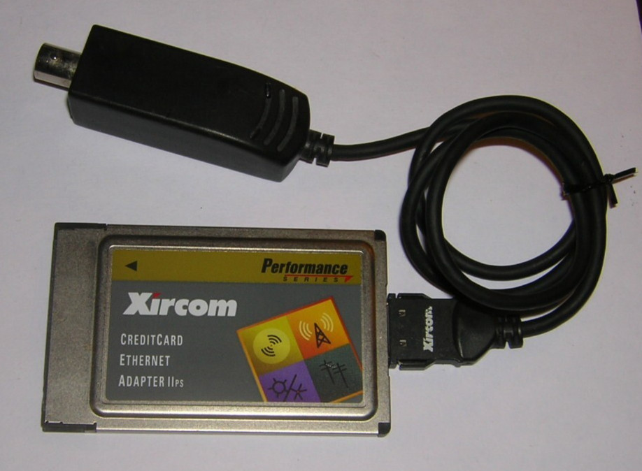 Xircom PCMCIA Ethernet IIps LAN PC Card PS-CE2-10 with 10Base2 Coax Dongle Cable