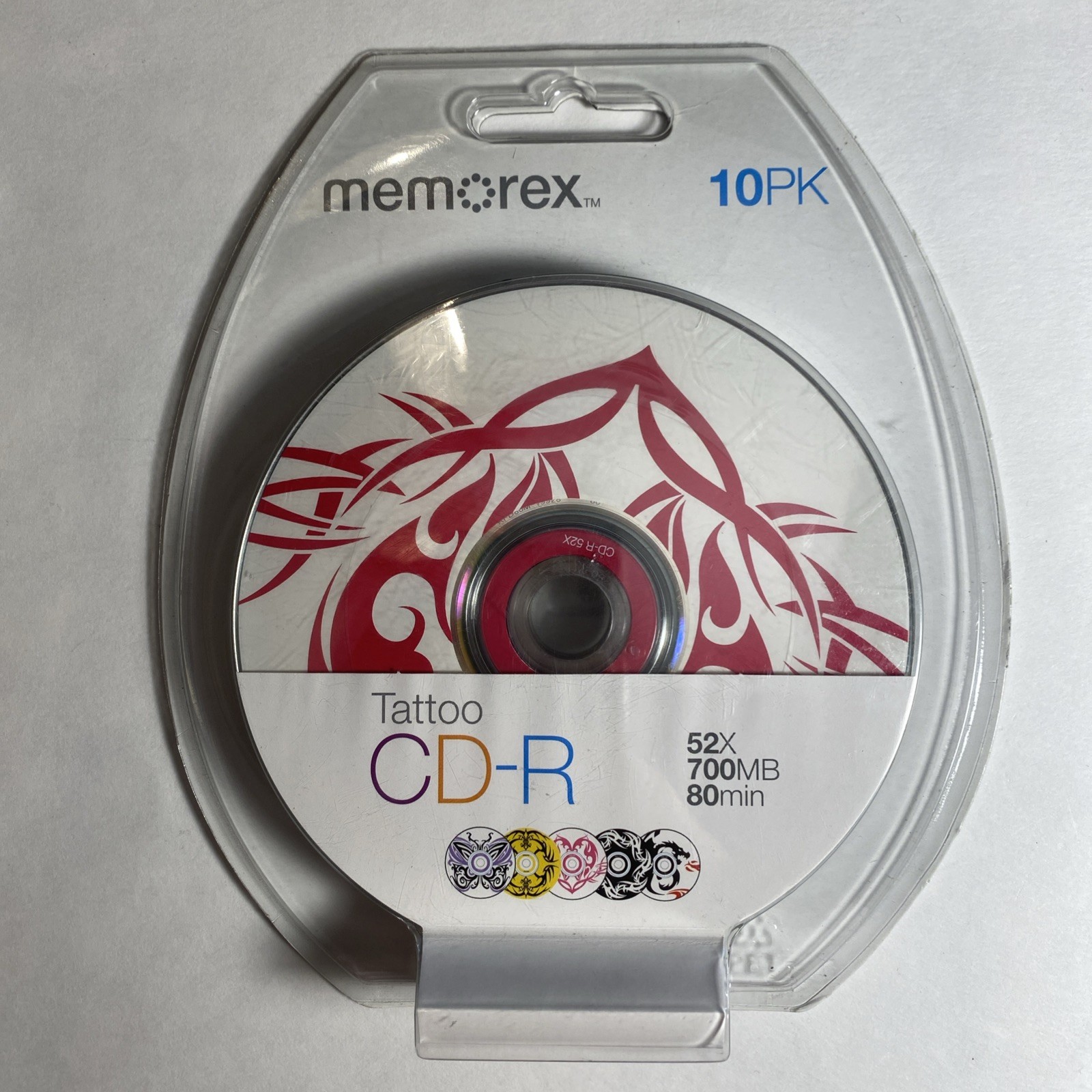 Memorex Tattoo CD-R 10 Pack 52 X 700 MB 80 Min NEW Sealed Blank Tattoo Themes 4