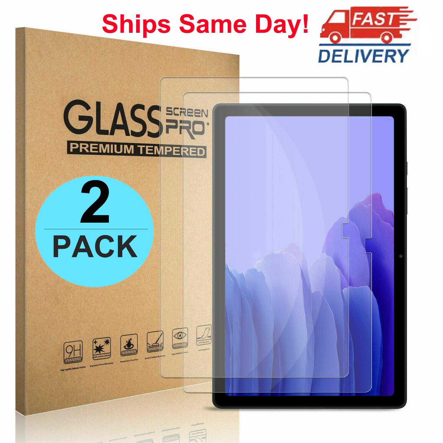 2X For Samsung Galaxy Tab A7 10.4'' 2020 SM-T500 Tempered Glass Screen Protector