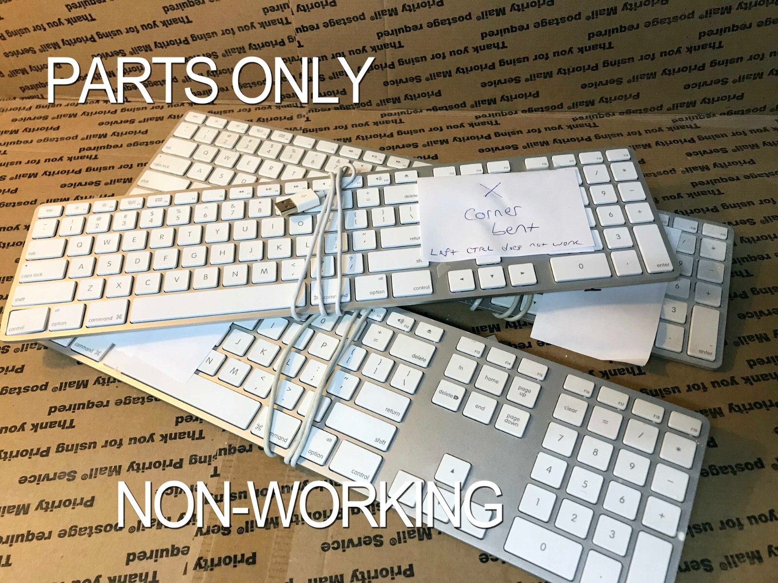 For PARTS or REPAIR - 3 X APPLE Genuine Keyboards - Wired White/Silver A1243