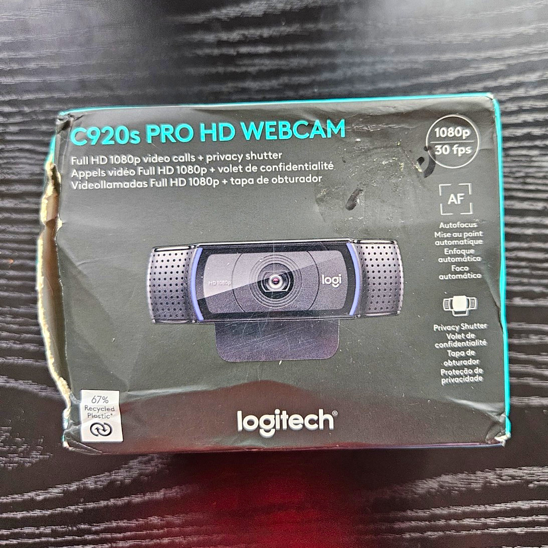 Logitech C920s Pro 1080p 30fps USB-A Webcam Autofocus Mic Privacy Shutter Black