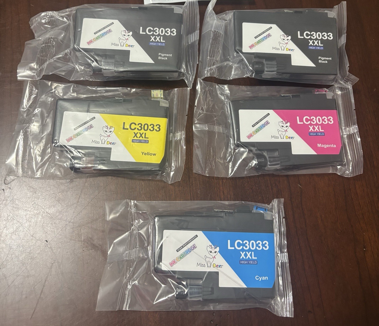 5 Pack Miss Deer LC3033 XXL Ink  for Brother LC3033 Black Magenta Yellow Cyan