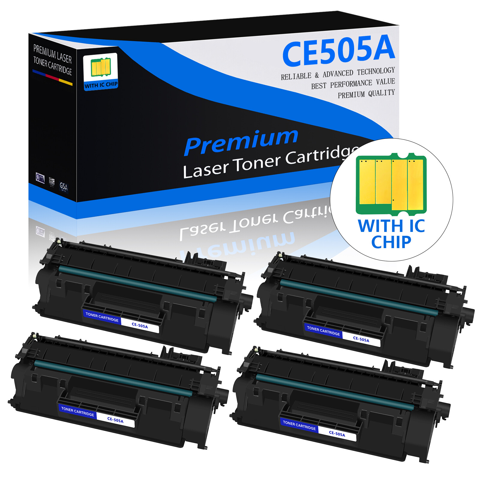 4 Pack Black Laser Toner Cartridge For HP LaserJet P2035 P2035n P2055dn P2050