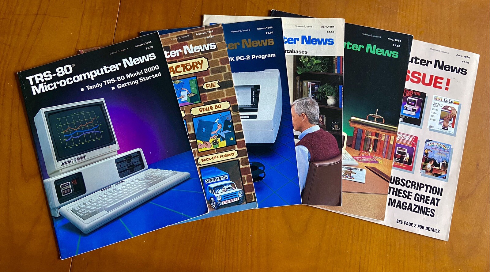 Lot of (6) 1984 Radio Shack Tandy TRS-80 Microcomputer News * LAST ISSUE *