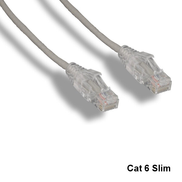 KNTK Gray 15' Slim Type Cat6 UTP Ethernet Cable 550MHz RJ45 Patch Panel Network