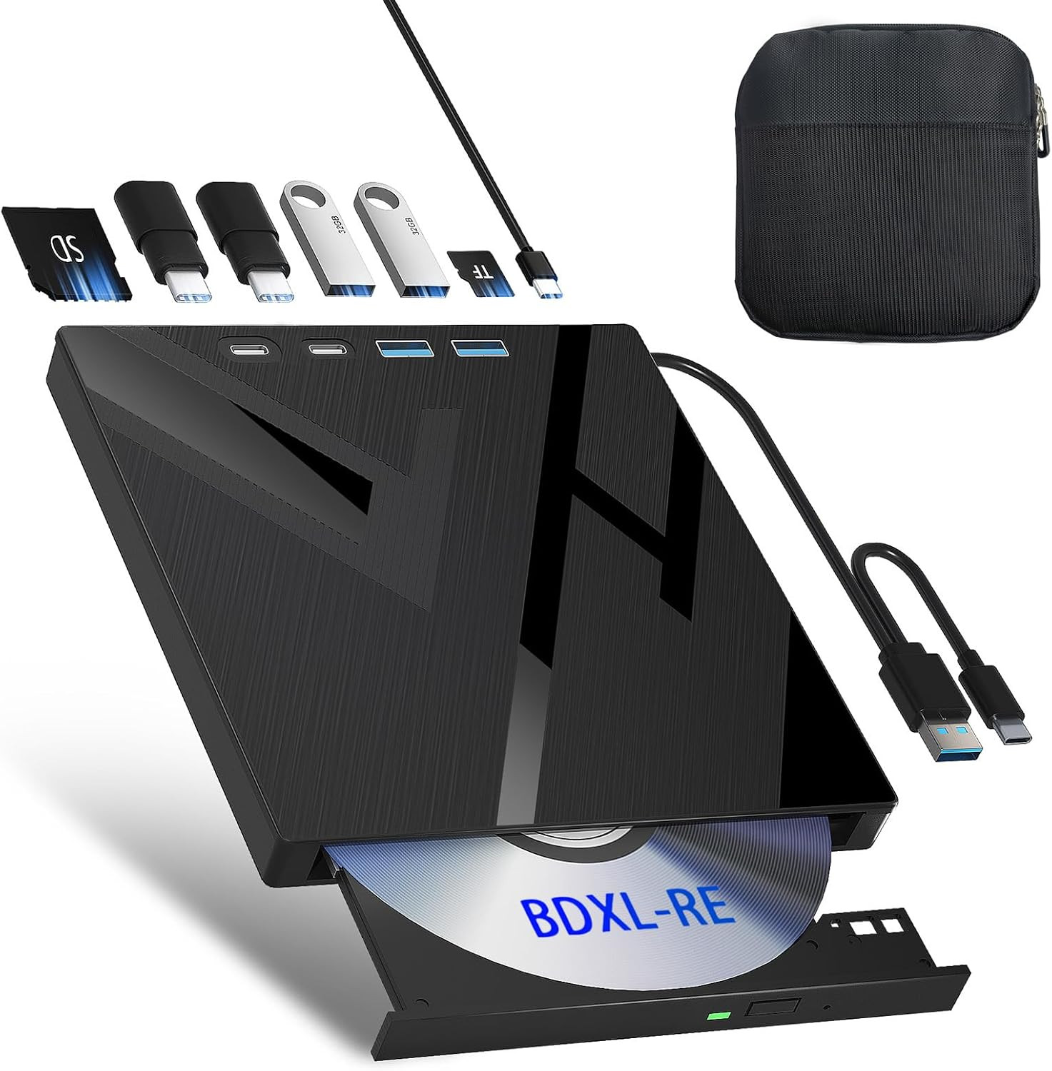 7 in 1 External Blu Ray Drive, Support 100G Disc R/W, USB 3.0 Type-C |