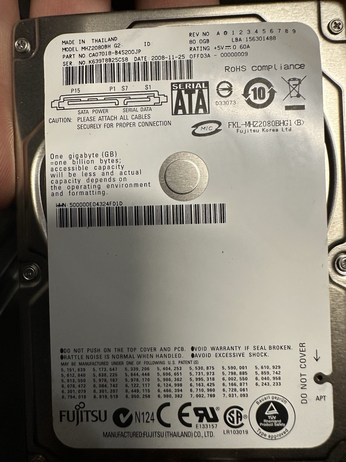Fujitsu MHZ2080BH 80 GB,Internal,5400 RPM,2.5" (MHZ2080BH-G2) Hard Drive
