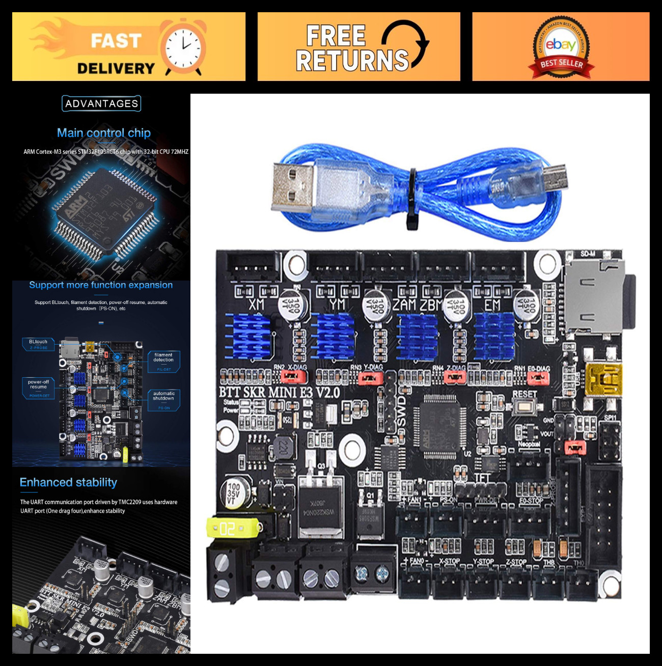 32Bit Silent Control Board for 3D Printers | TMC2209 Stepper Motor Driver, Ender