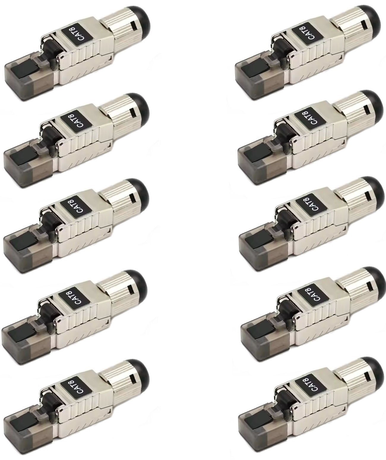 10x CAT8 RJ45 Network LAN Ethernet Shielded Plug Connector 2000MHz Toolless