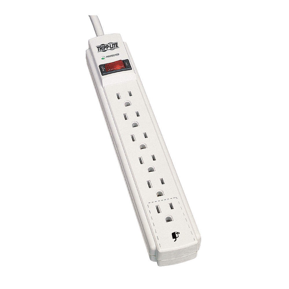 TRIPP LITE TLP615 Surge Protector,6 Outlet,Light Gray 15D974