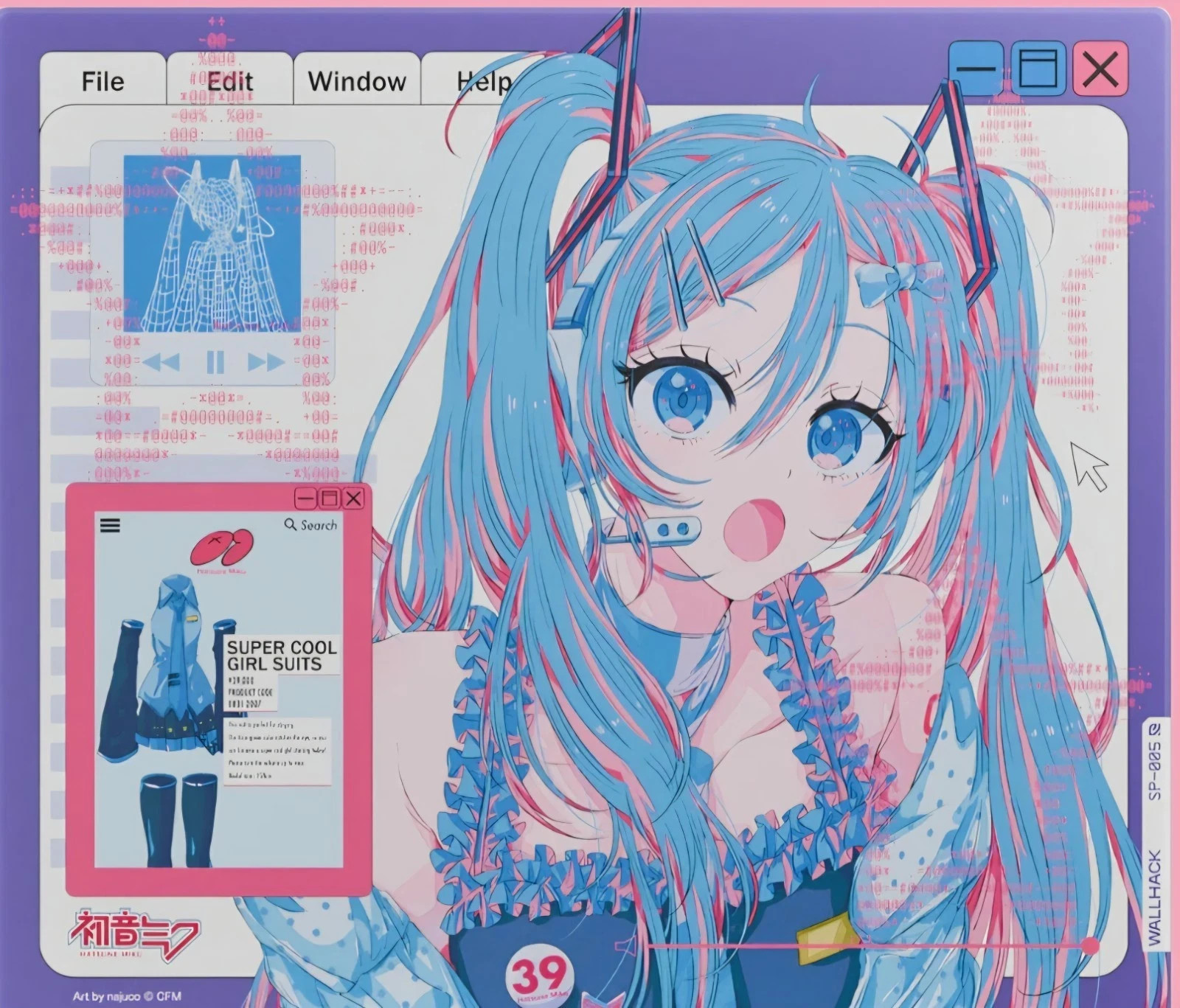 Wallhack Hatsune Miku SP-005 "Miku OS" Glass Mousepad Limited Edition Collab NEW