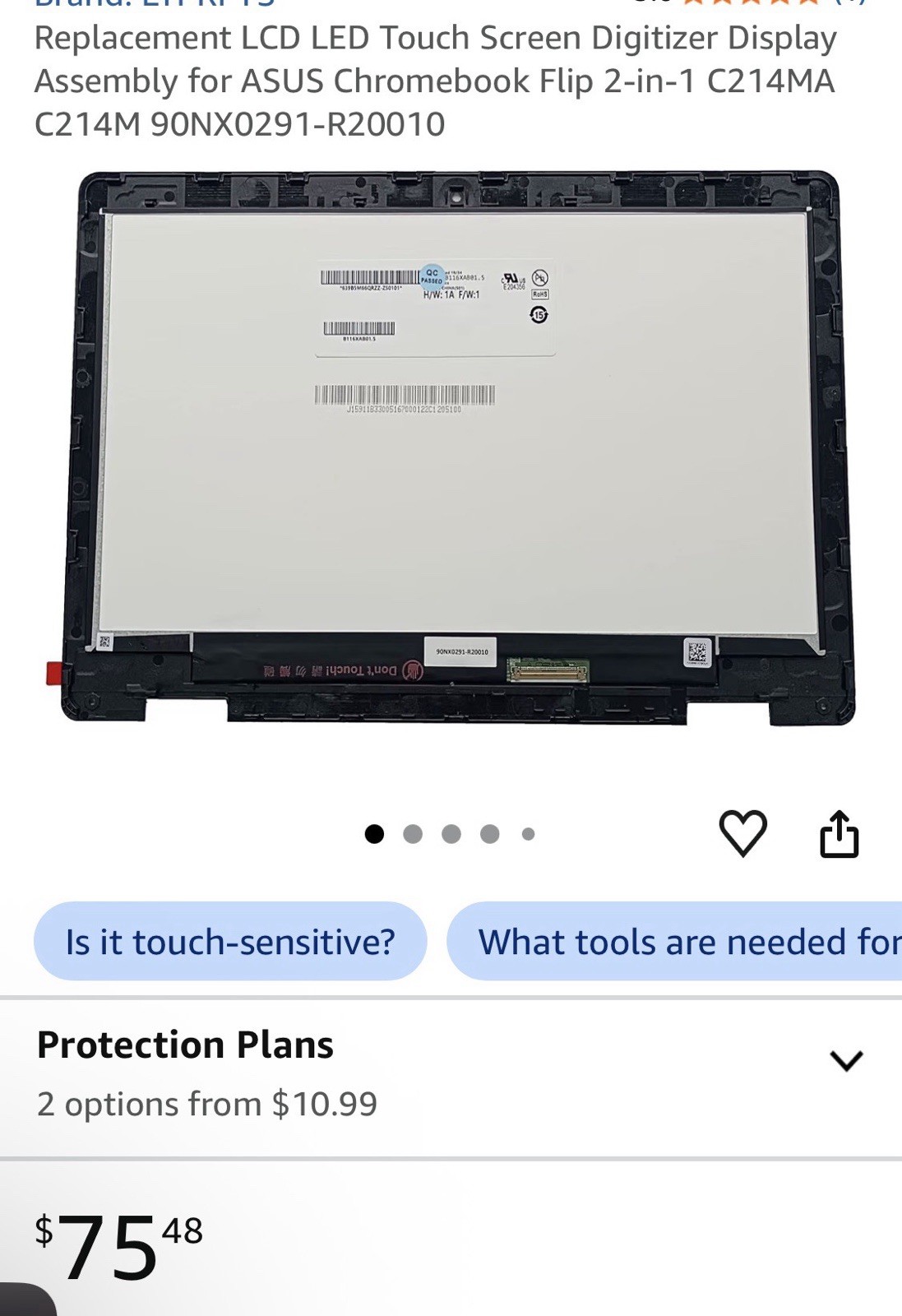 90NX0291-R20010 LCD touch screen For ASUS Chromebook Flip C214MA C214M 2-in-1 