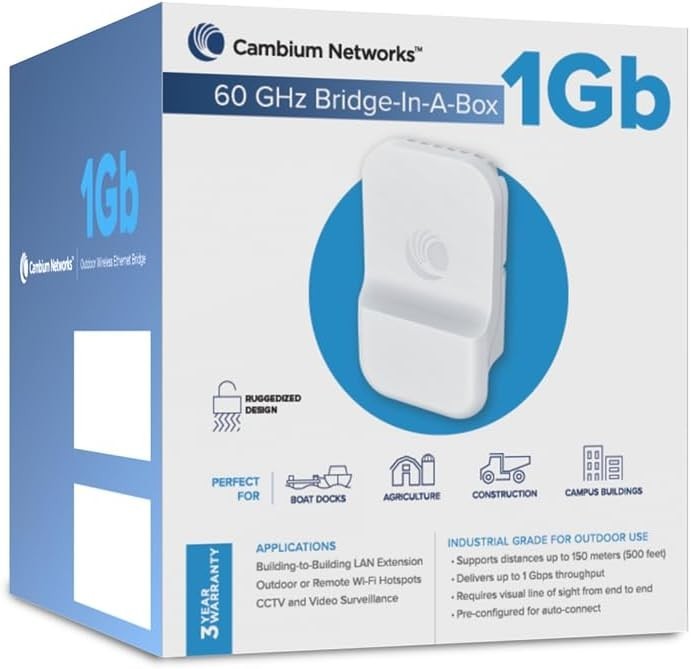 Cambium Networks 60GHz Bridge-in-a-Box 1Gb Outdoor Ethernet Bridge C600510C001B