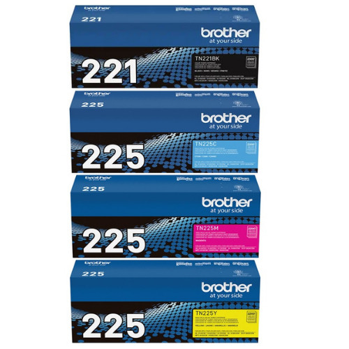 Genuine Brother TN-221BK TN-225 CMY Set 4-Pack OEM Toner Cartridge