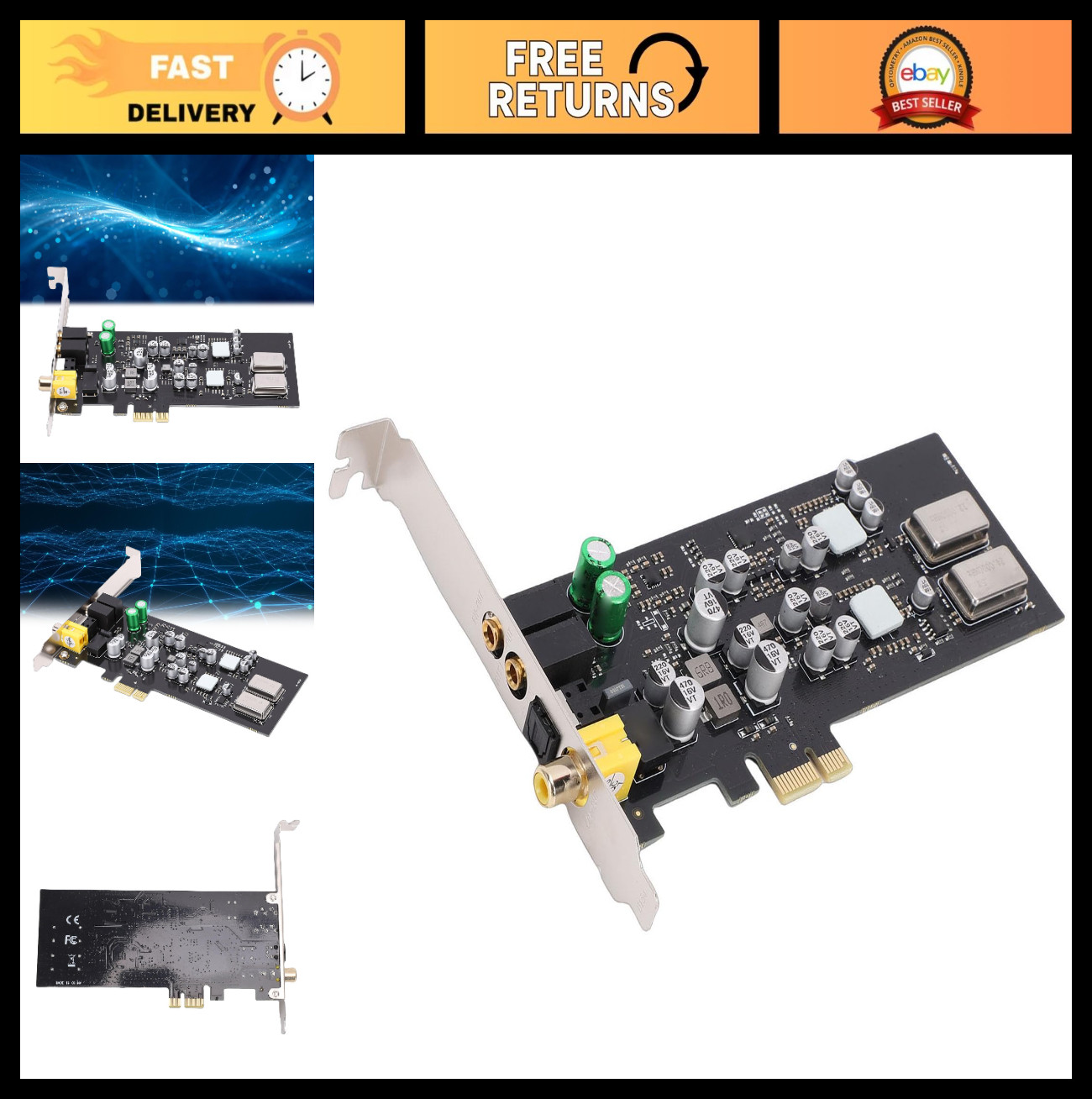 5.1 Channel PCIe Sound Card, HiFi Audio Adapter, Optical Coaxial Output, 127dB f