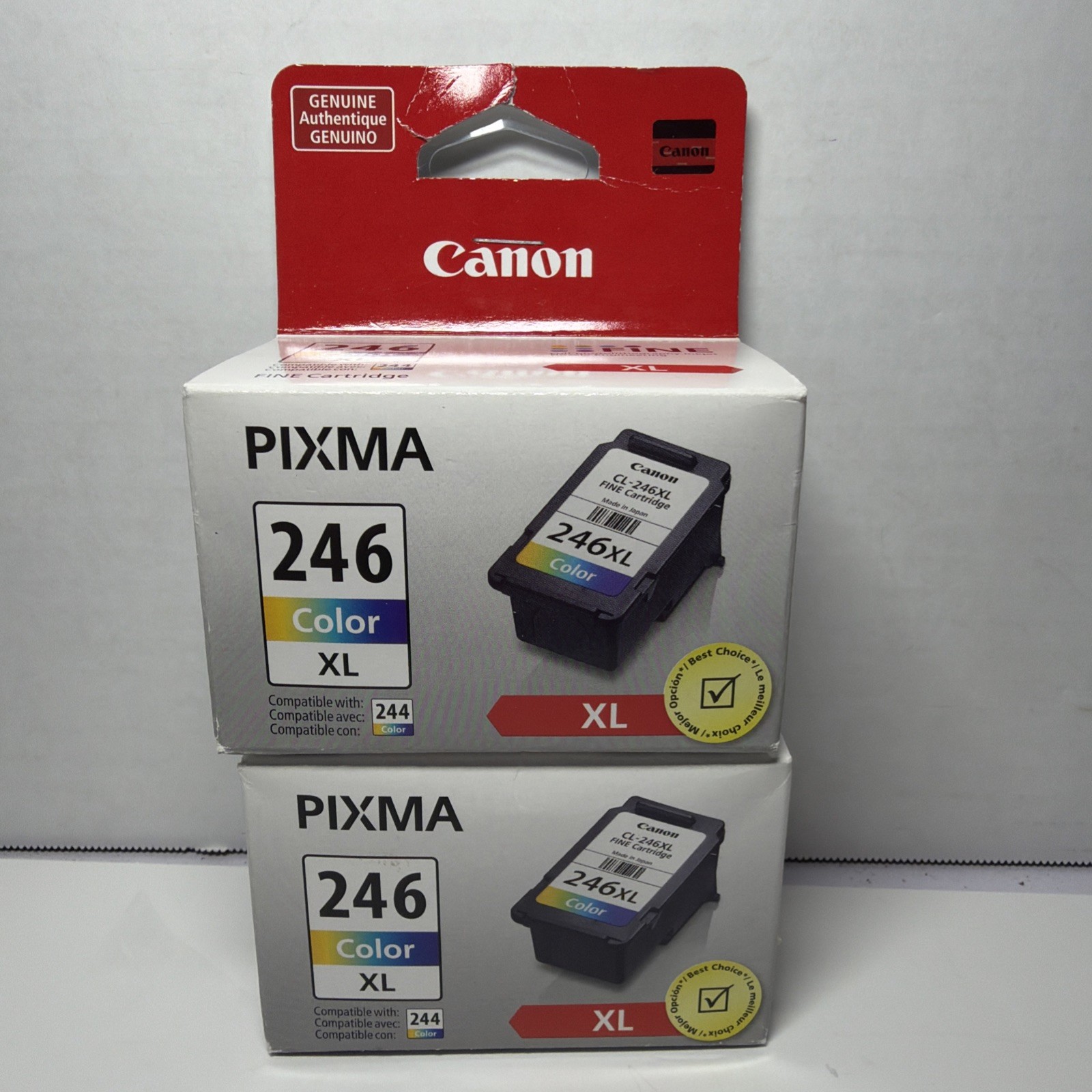 Lot Of 2 Canon 246XL Tri-Color Ink Fine Cartridges Pixma Genuine New Sealed