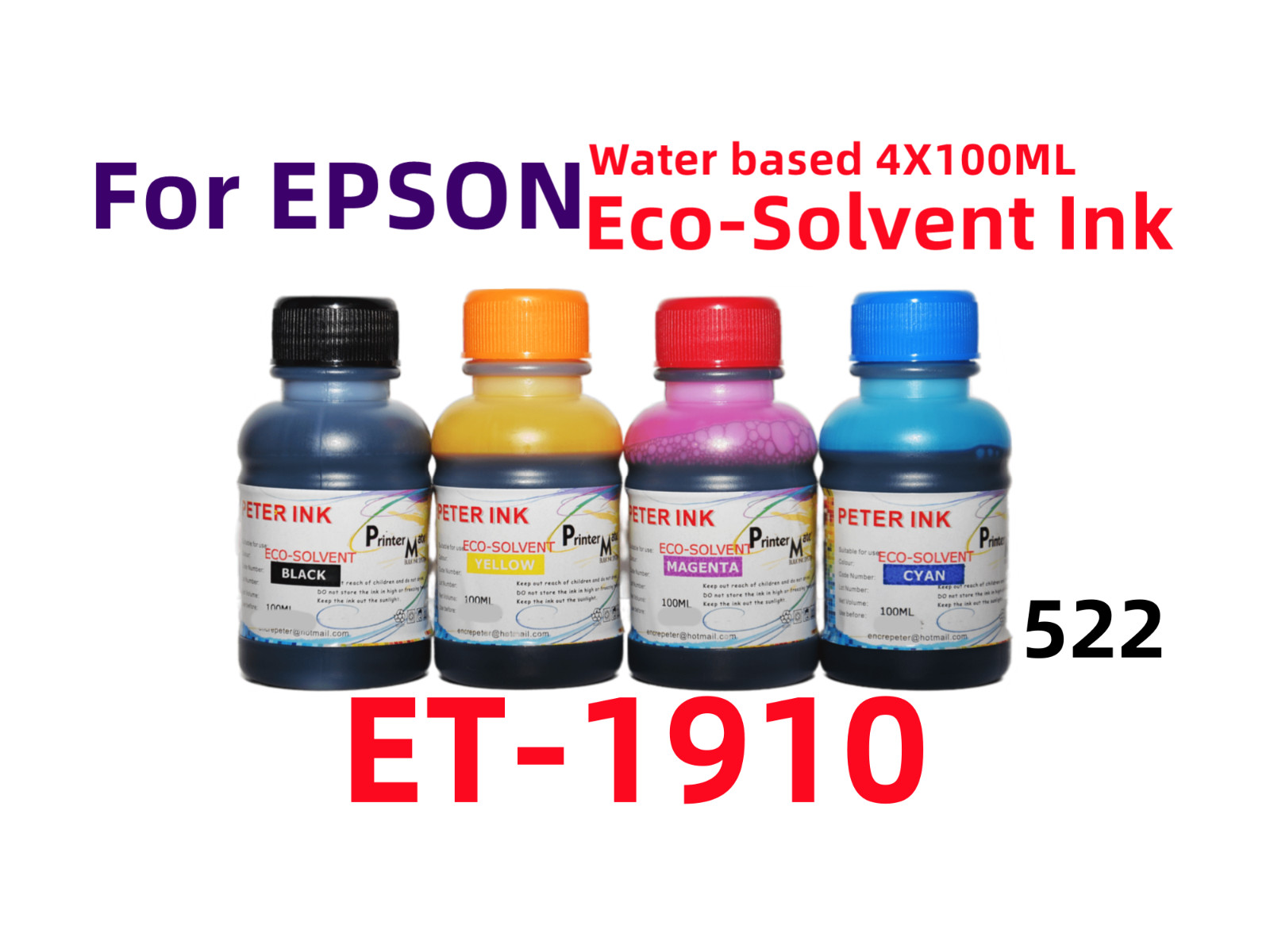 Eco Solvent Ink 4x100ml: Water-Based Transfer Ink for ET-1910 Printers