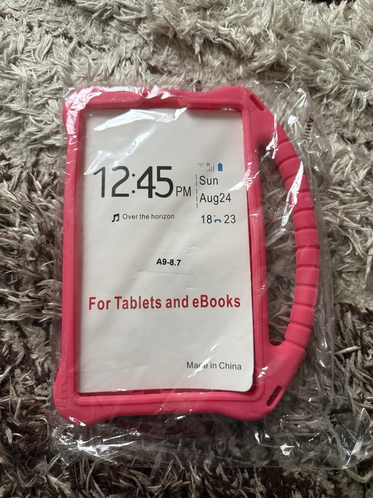 Pink Rugged Silicone Tablet Case w/ Handle & Stand, Shockproof, 8.7 in A9-8.7
