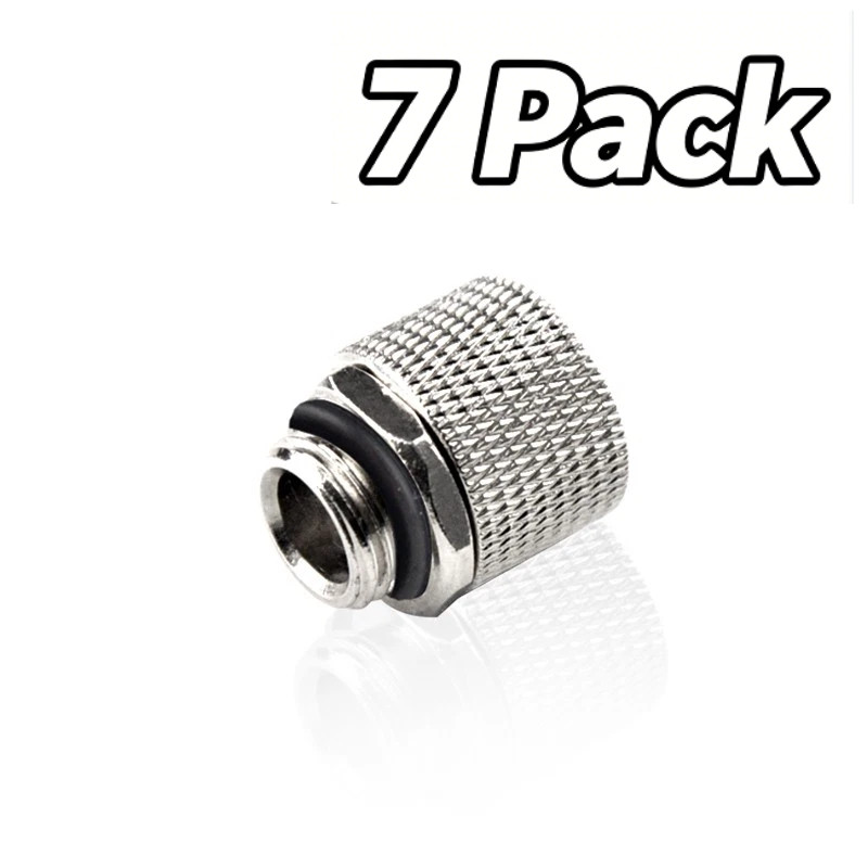 7 Pack Ococoo G1/4 N8 Compression Fittings for 8x12mm Soft Tubing Silver PC