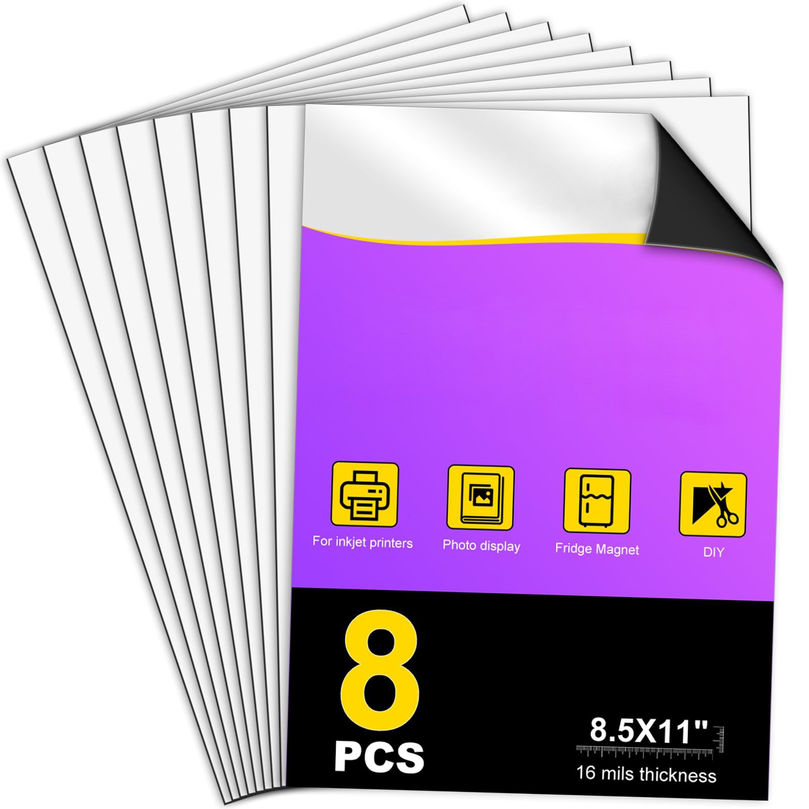 8Pcs Non Adhesive Magnetic Paper, 8.5x11 Inch for DIY Photo Crafts