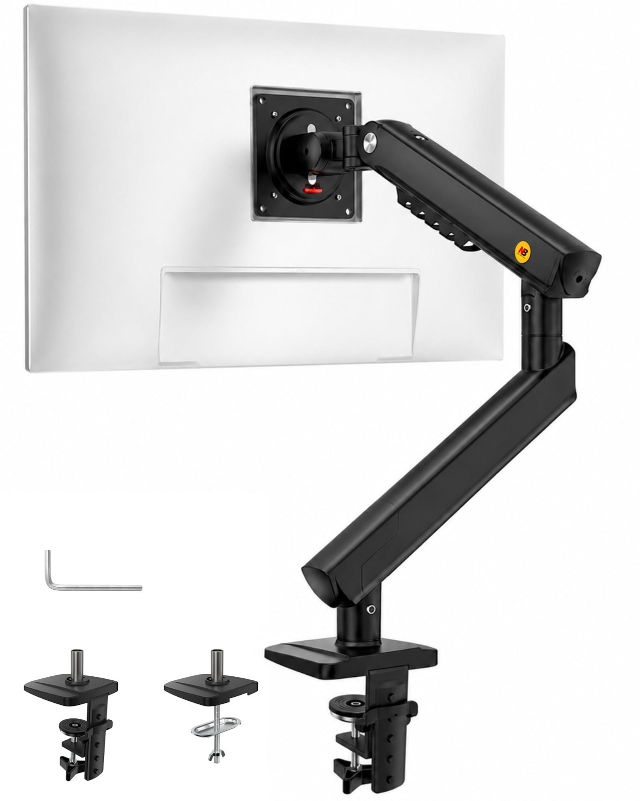 Adjustable Monitor Arm Stand for 32" Screens, VESA 75/100 mm, Spring Mount, Blac