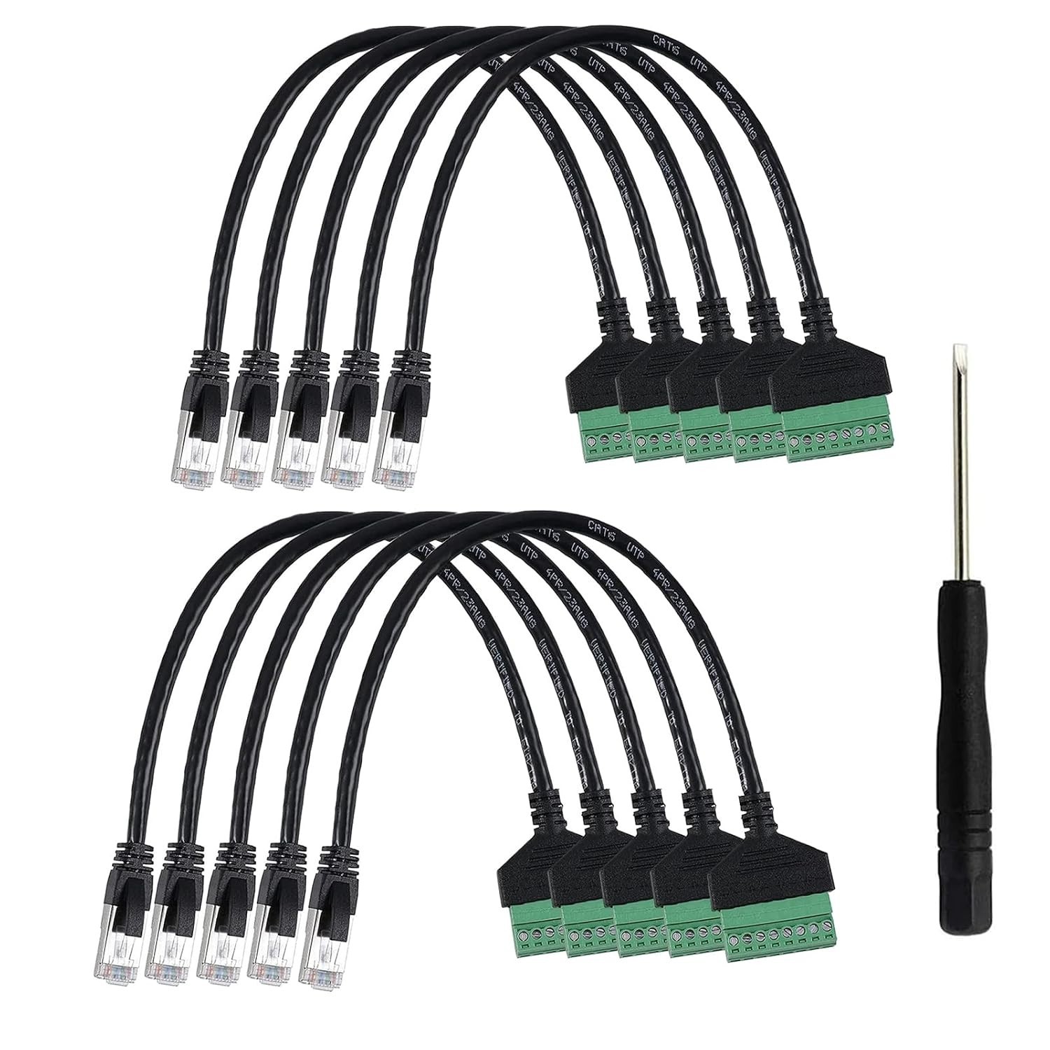 Reliable 10 Count RJ45 Male to 8-Pin Screw Connectors for Secure Network Setup