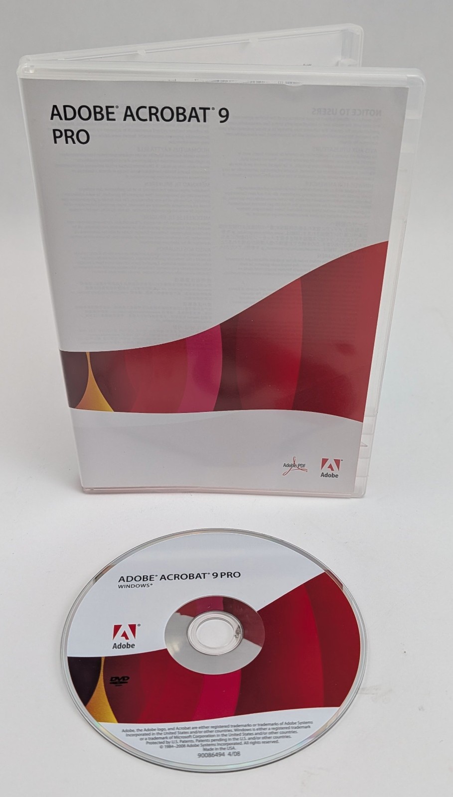 Retail Adobe Acrobat 9 Pro Software DVD for Windows w/ Serial Number